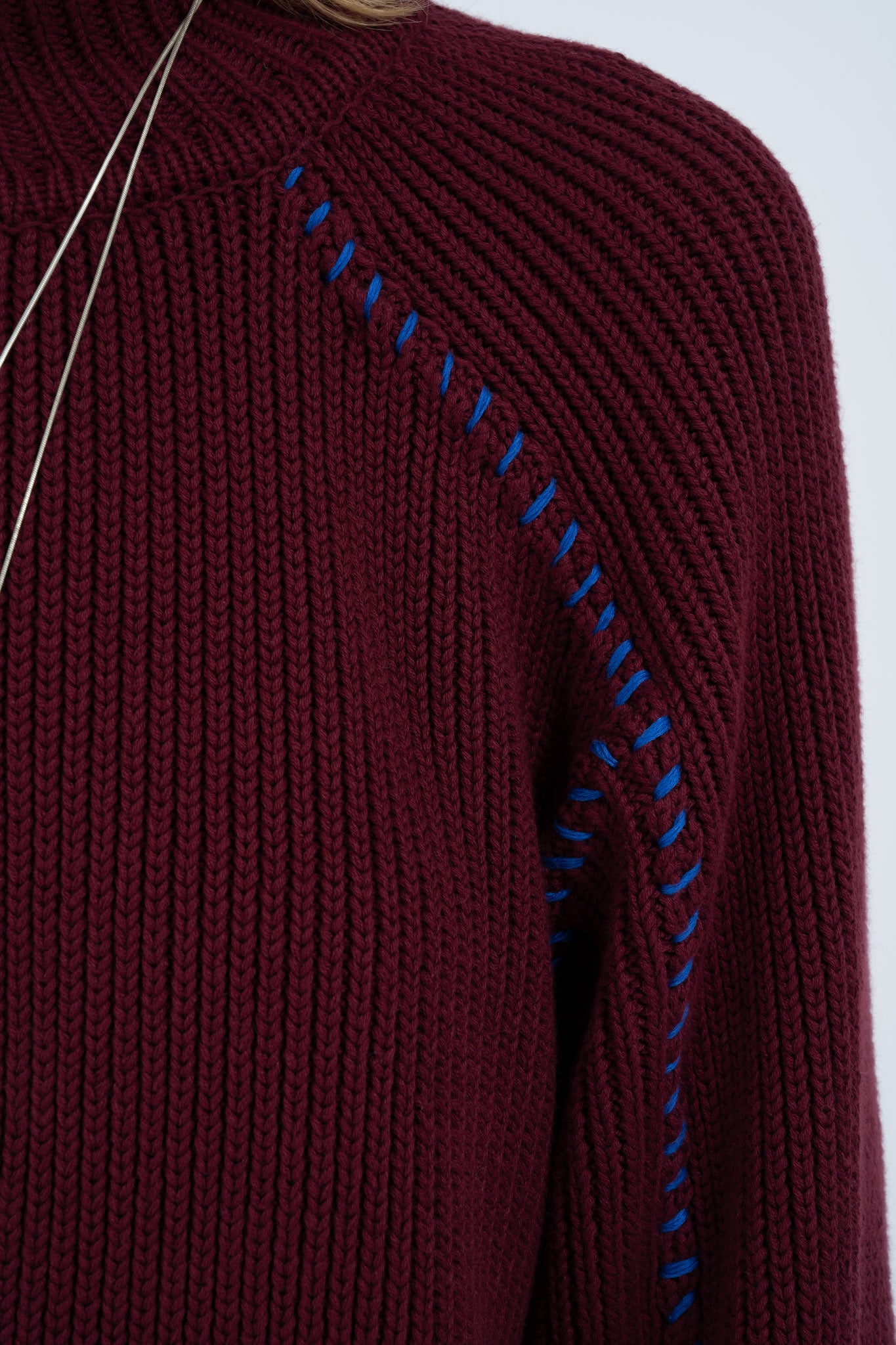 Oversized Stitch Sweater in Maroon