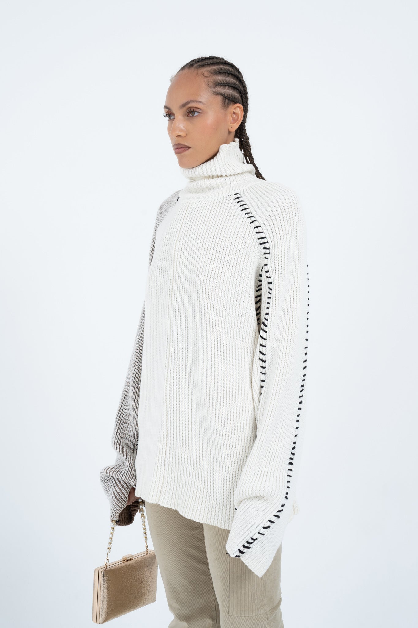 Oversized Stitch Sweater in Off-White