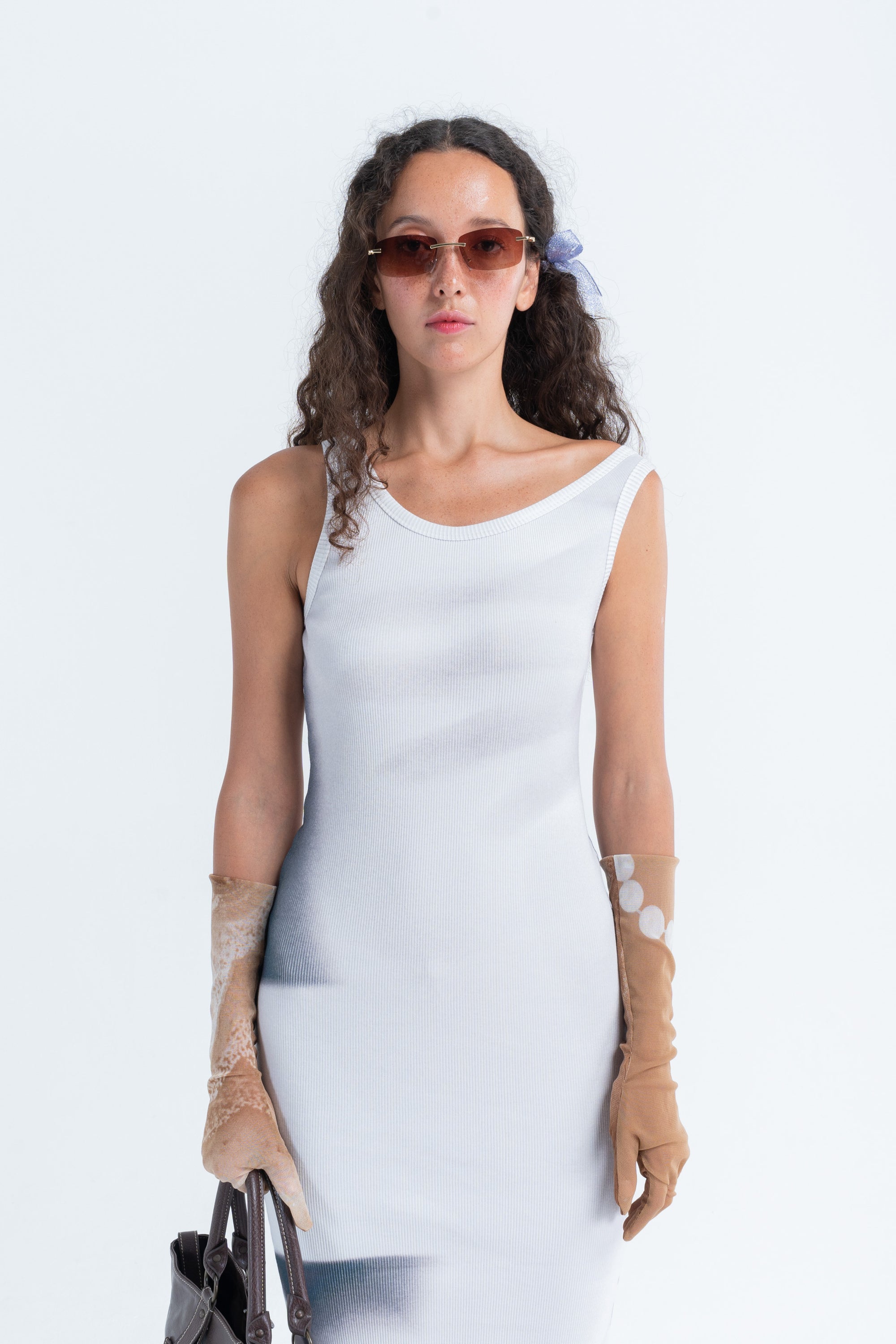 Arthur Apparel Monochrome Sleeveless Midi Dress