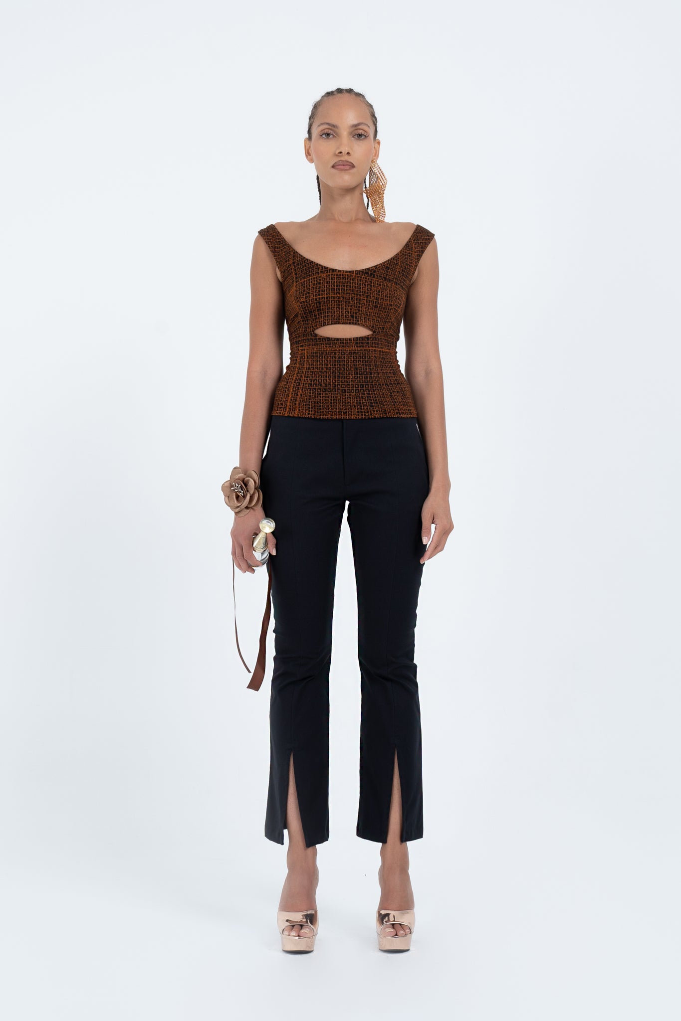 Wide Neck Slit Top in Find-A-Word