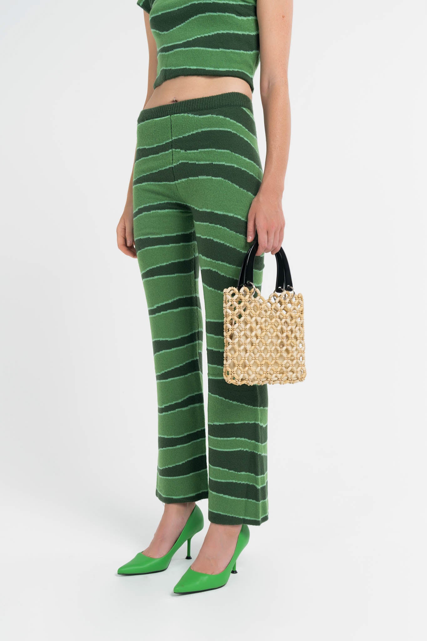Bell Bottom Knit Pant in Nori