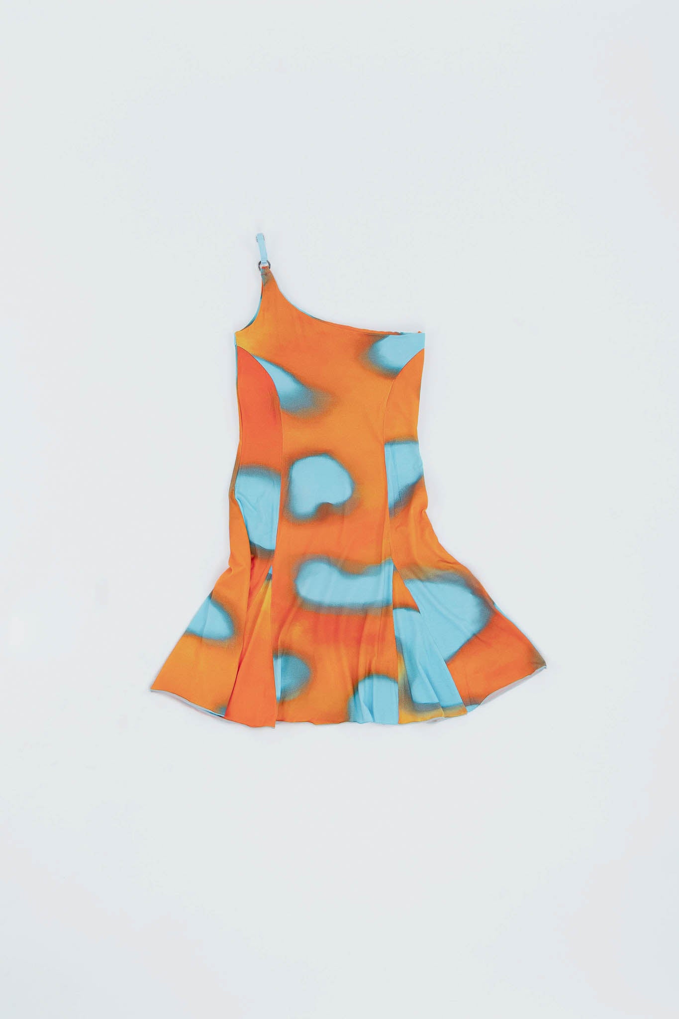 Asymmetric Strap Dress in Coral Spot