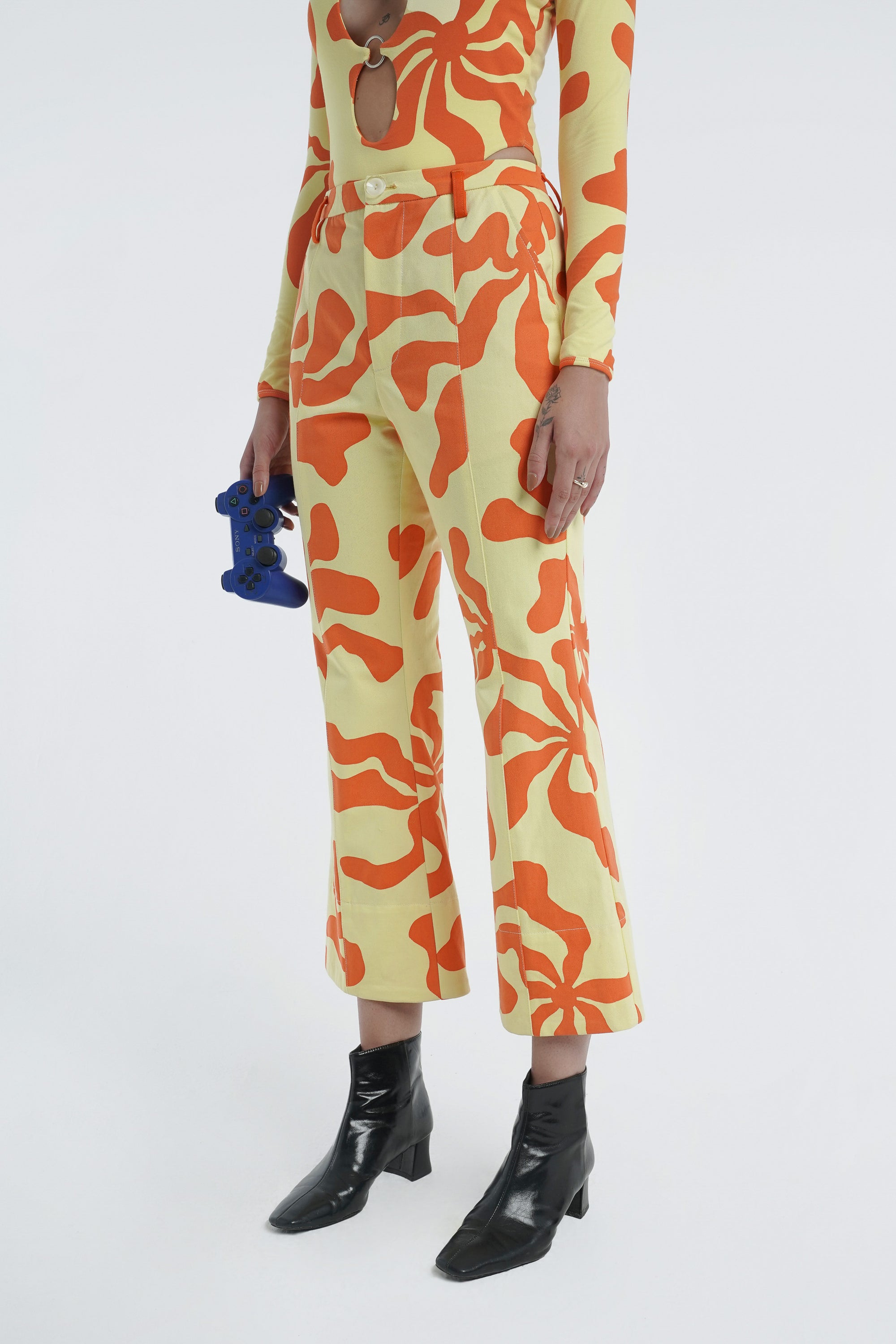 Mid Rise Flare Pant in Tequila Sunrise