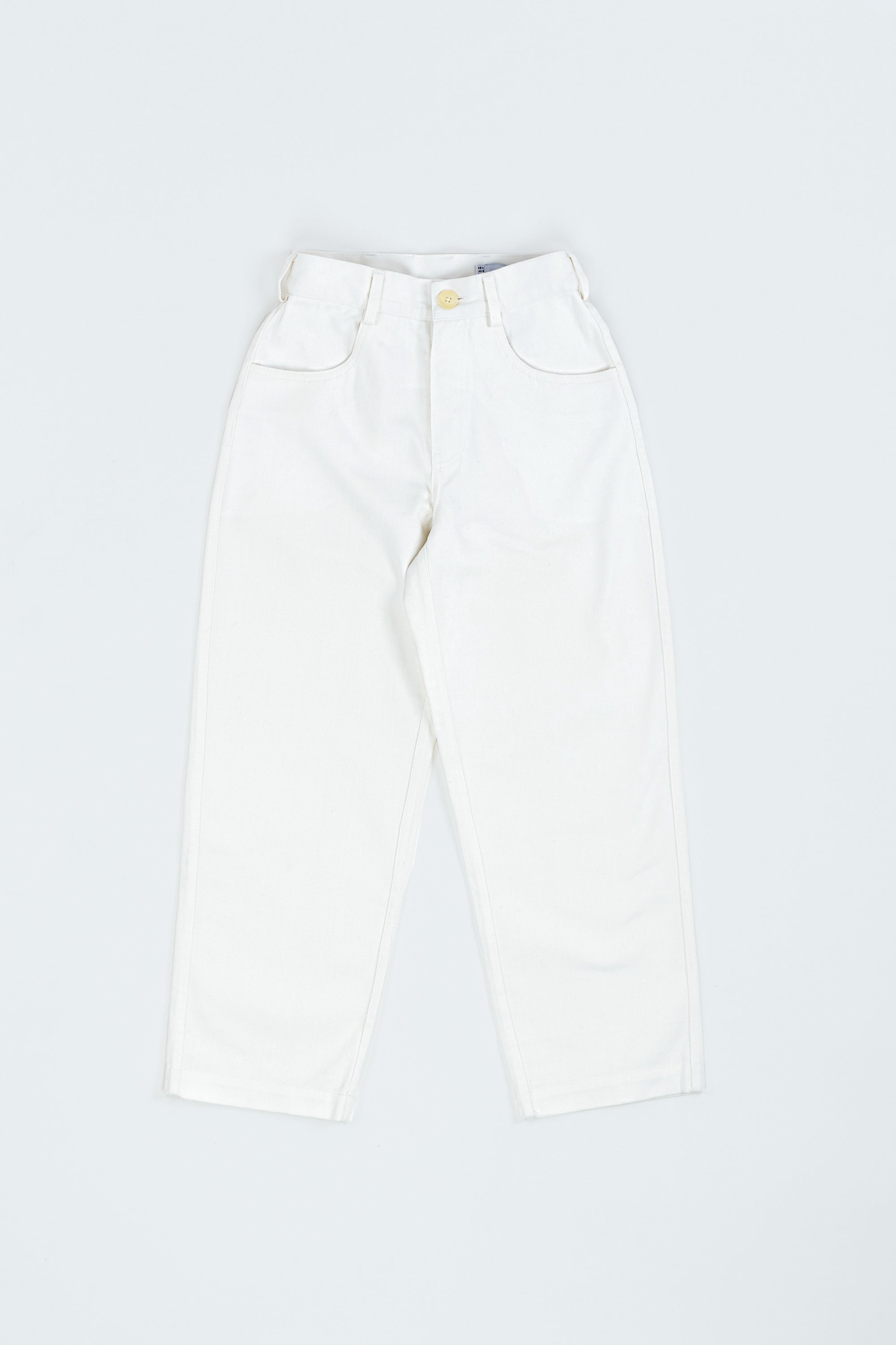 Arthur Apparel White Mid-Rise Cropped Straight Fit Trouser with Pockets in Cotton